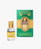Attar Ruh Kewda perfume bottle with gold cap and green gold packaging