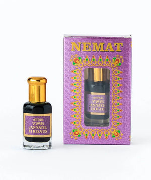 Attar 726 Jannatul Firdaus perfume oil bottle with decorative purple box